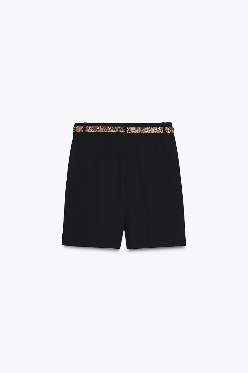 PLEATED BELTED SHORTS