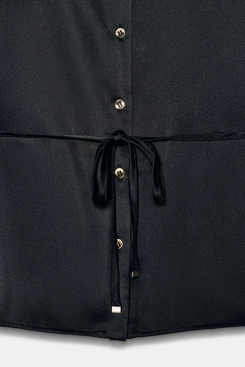 SATIN EFFECT BLOUSE WITH THIN BELT