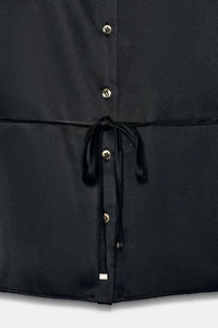 SATIN EFFECT BLOUSE WITH THIN BELT