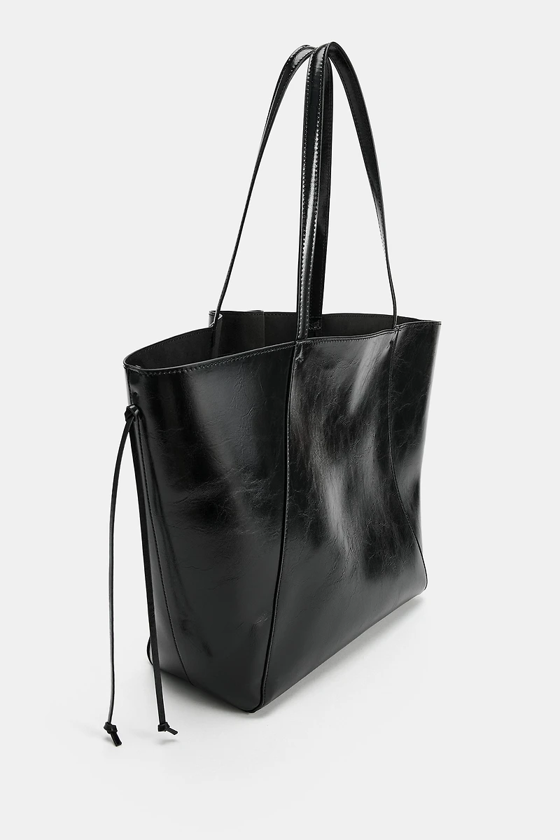 RUCHED SHOPPER TOTE BAG