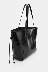 RUCHED SHOPPER TOTE BAG