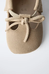 LEATHER FRINGED BALLET FLATS