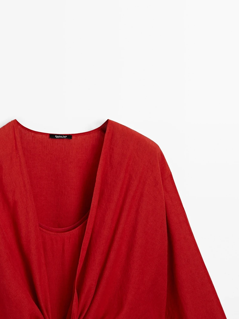 Midi dress with knotted neckline