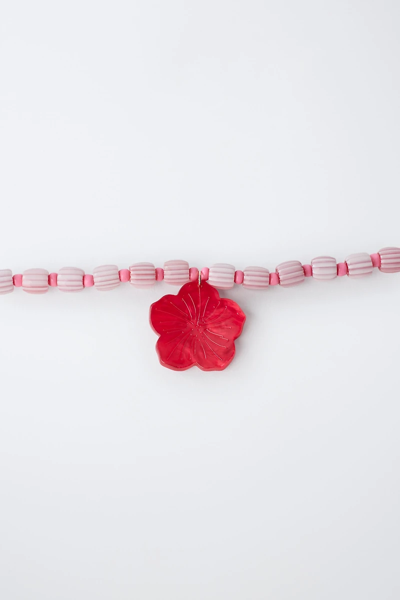 HIBISCUS BEADED NECKLACE