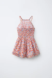 SHORT RUFFLED FLORAL JUMPSUIT