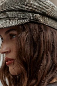 WOOL BLEND PLAID NAUTICAL CAP