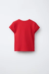 RIBBED V-NECK T-SHIRT