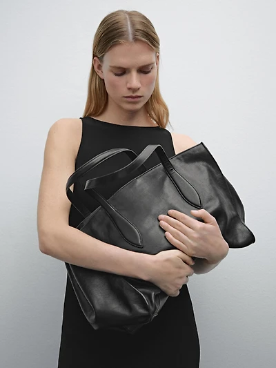 Nappa leather maxi tote bag