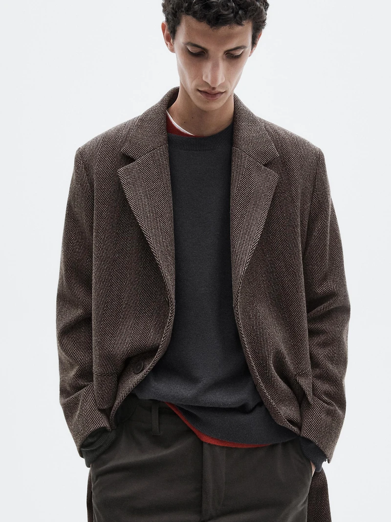 Long herringbone coat - LIMITED