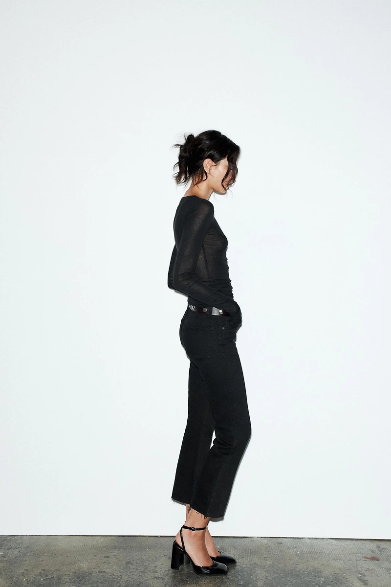 TRF HIGH-WAISTED CROPPED FLARE JEANS