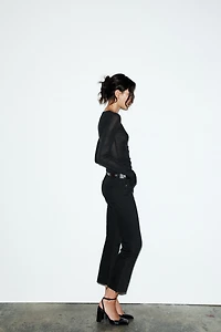 TRF HIGH-WAISTED CROPPED FLARE JEANS