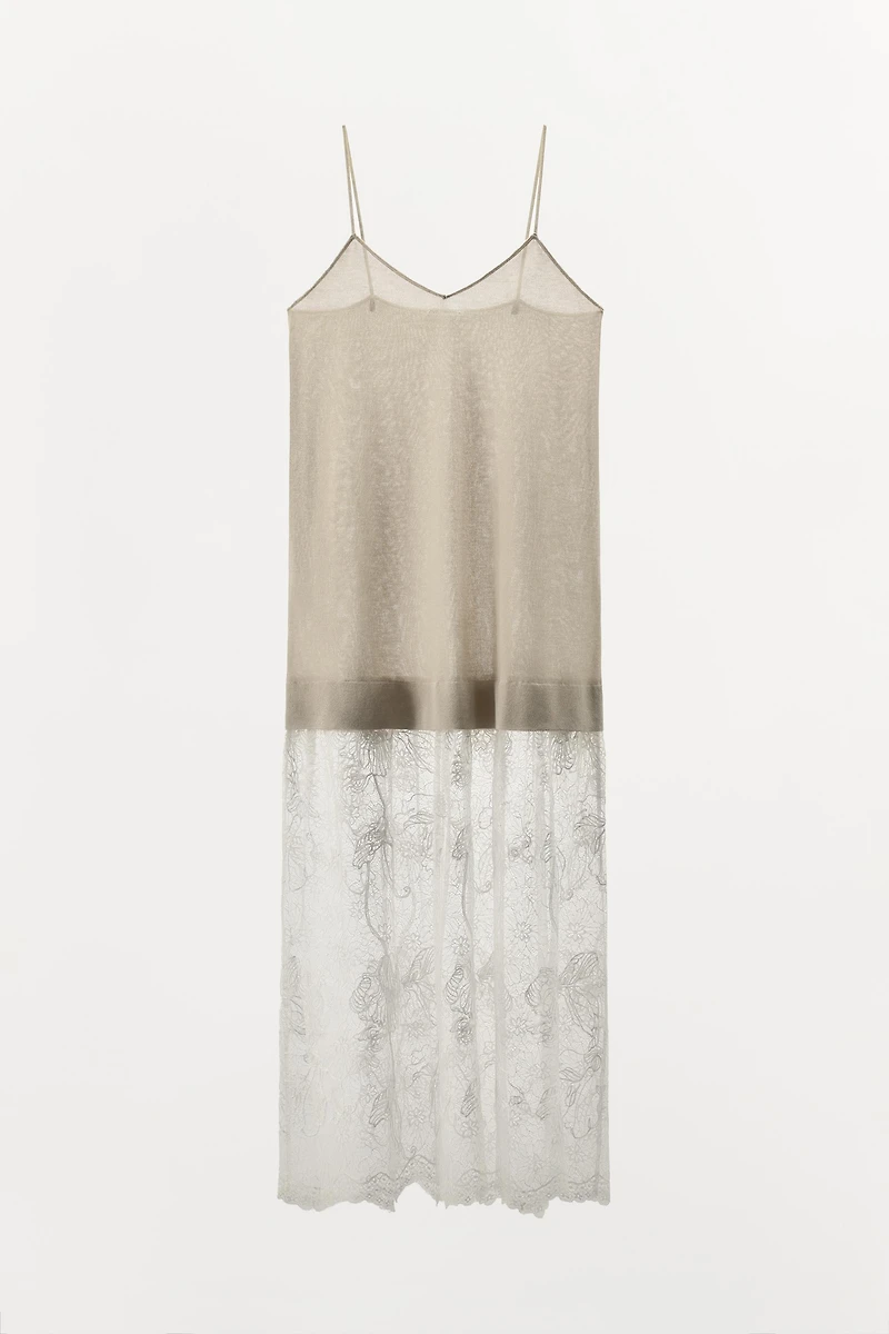 LACE COMBINATION KNIT DRESS