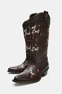 BOTTES EN CUIR COW-BOY À FLEURS