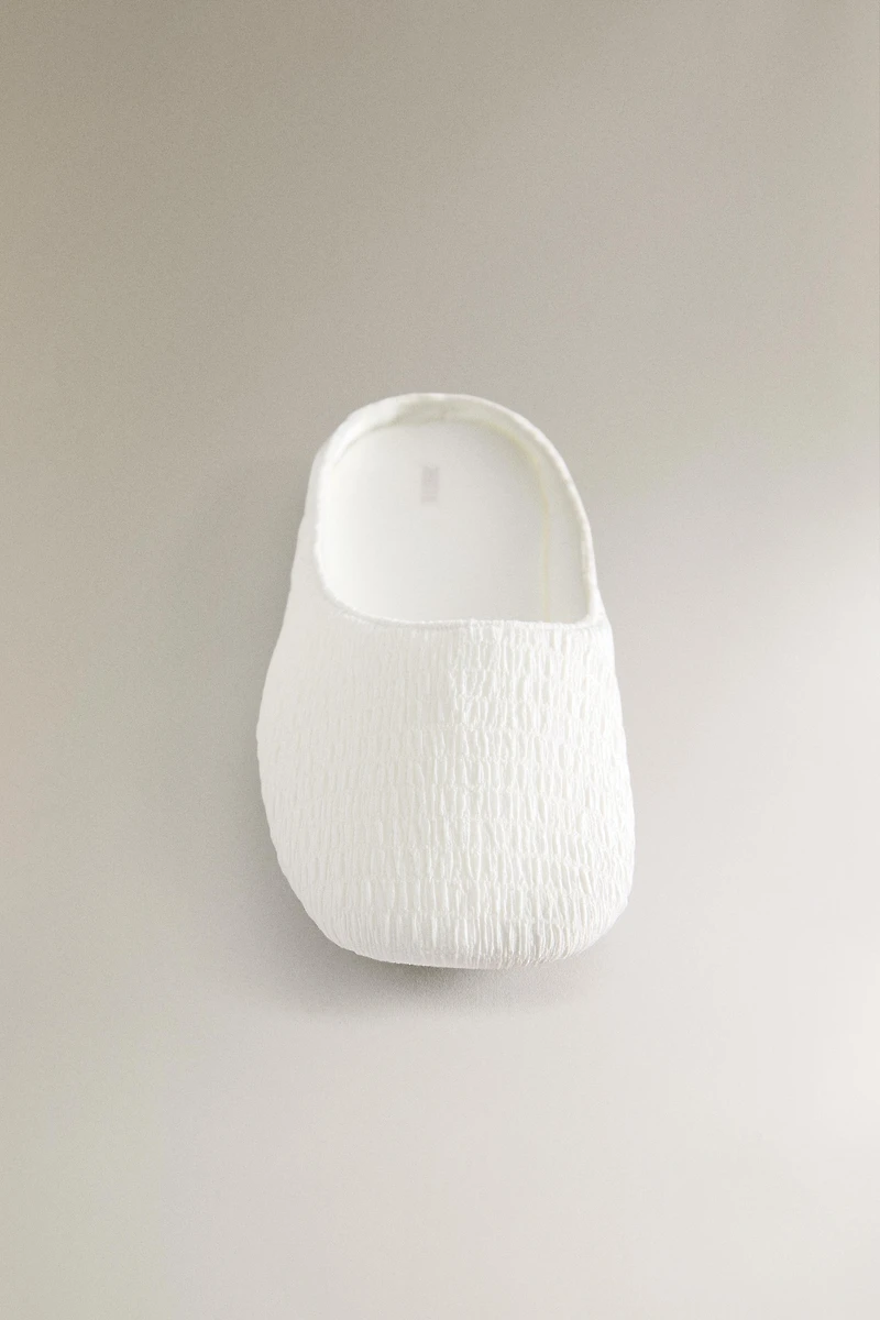 PLEATED SLIPPERS WITH LEATHER SOLE