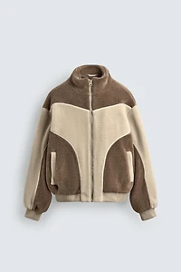 CONTRAST WELT FLEECE JACKET