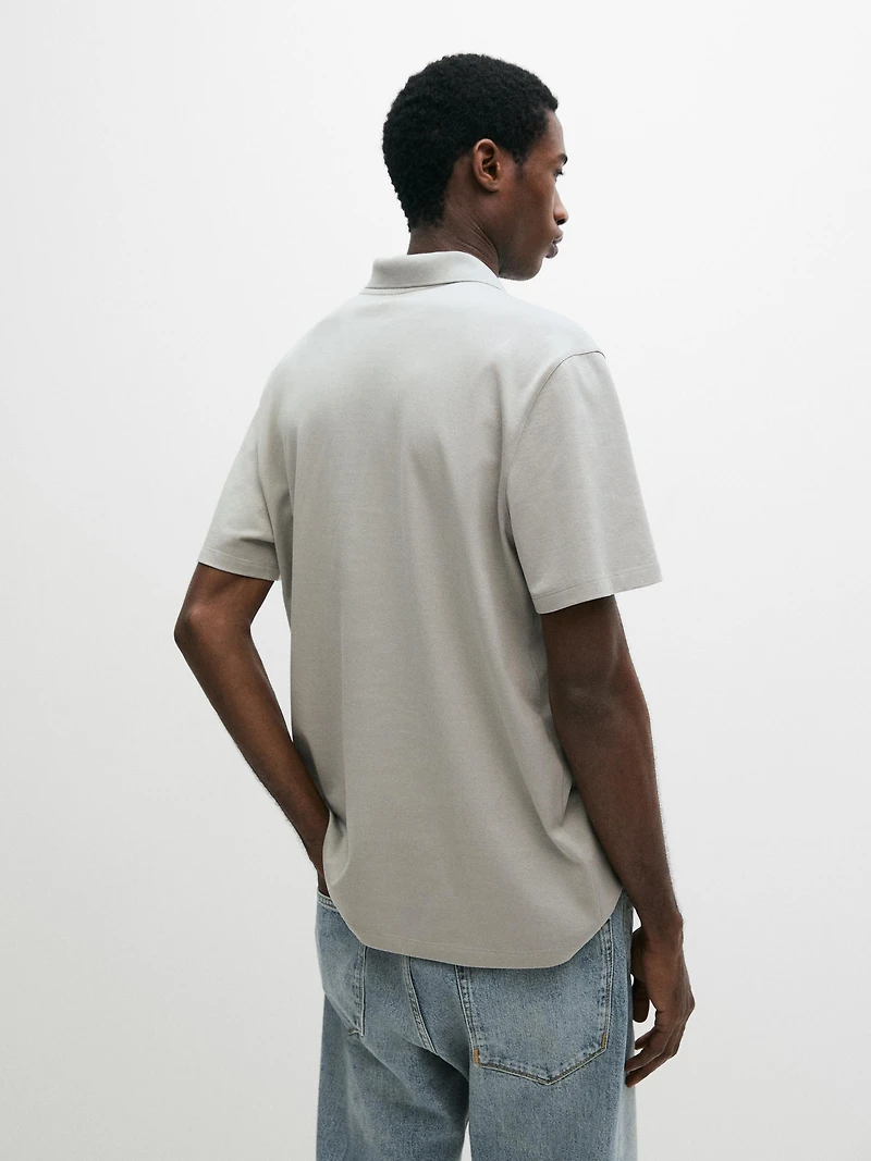 Cotton V-neck polo shirt