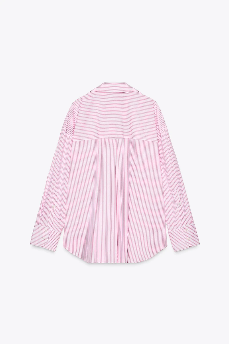 CHEMISE EN POPELINE RAYURES FIL MÉTALLISÉ