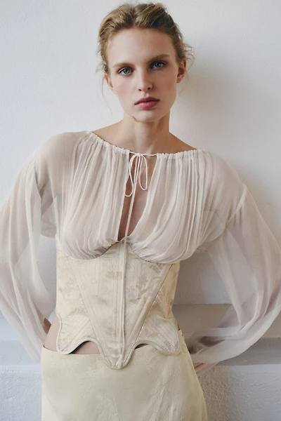 COMBINATION JACQUARD CORSET BLOUSE