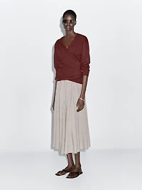Striped flared midi skirt