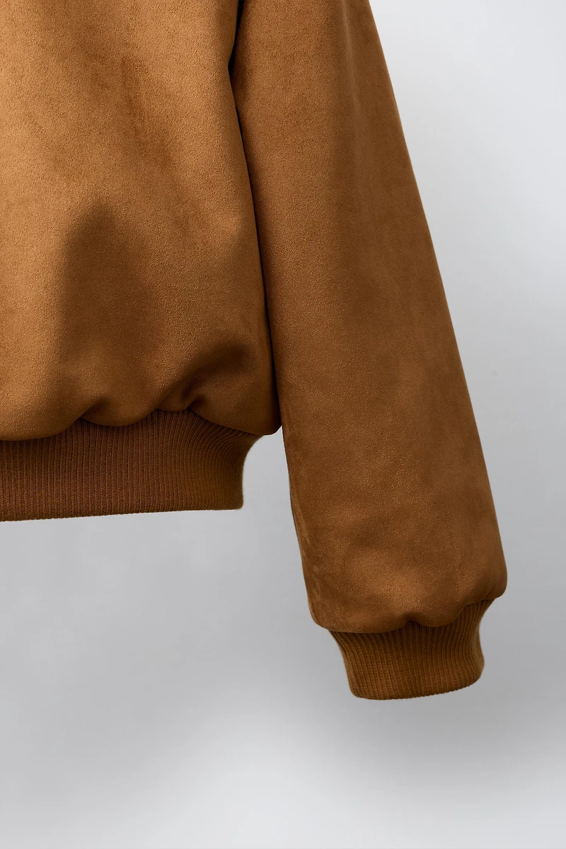 FAUX SUEDE BOMBER JACKET