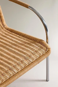 RATTAN AND STEEL ACCENT CHAIR