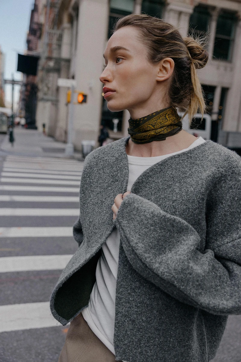 DOUBLE-FACED KNIT CARDIGAN