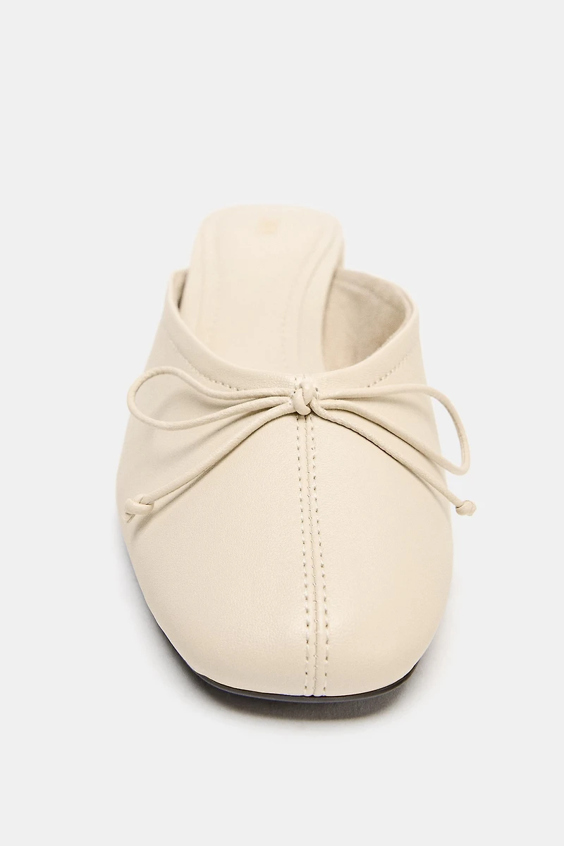 LEATHER SLINGBACK BALLET FLATS WITH BOW