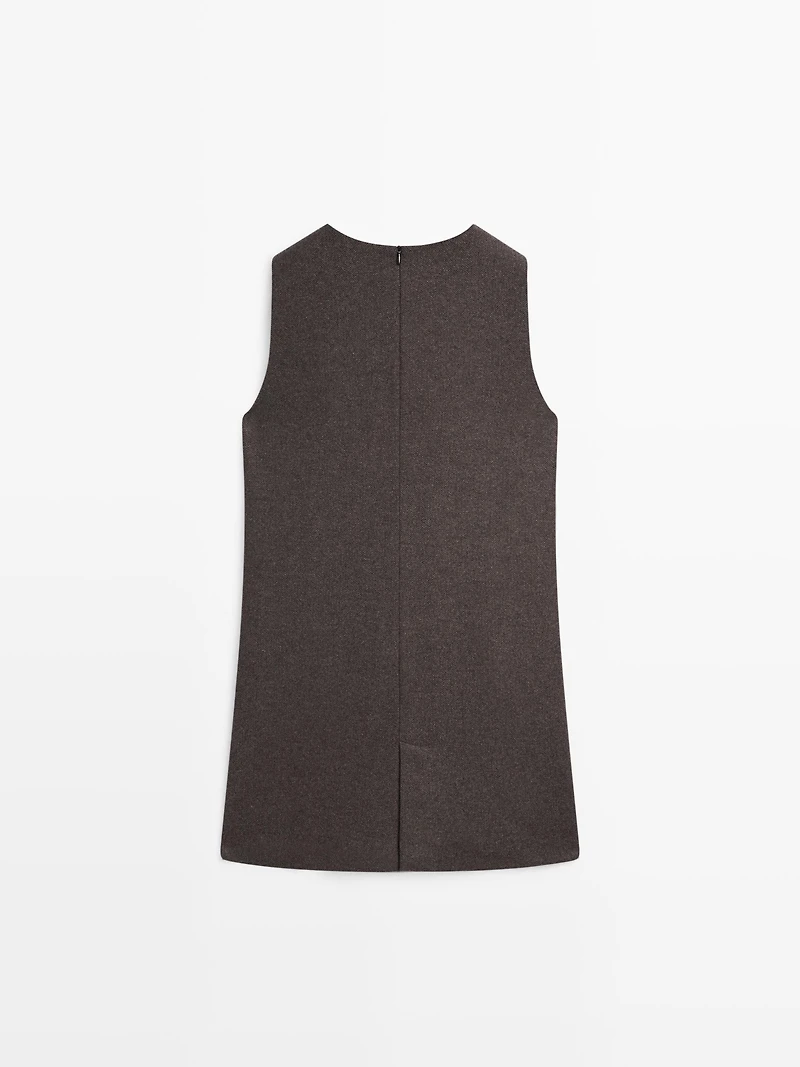 Herringbone mini dress with pockets