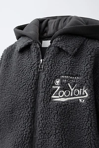ZOO YORK® X ZARA REMOVABLE HOOD EMBROIDERED FLEECE OVERSHIRT