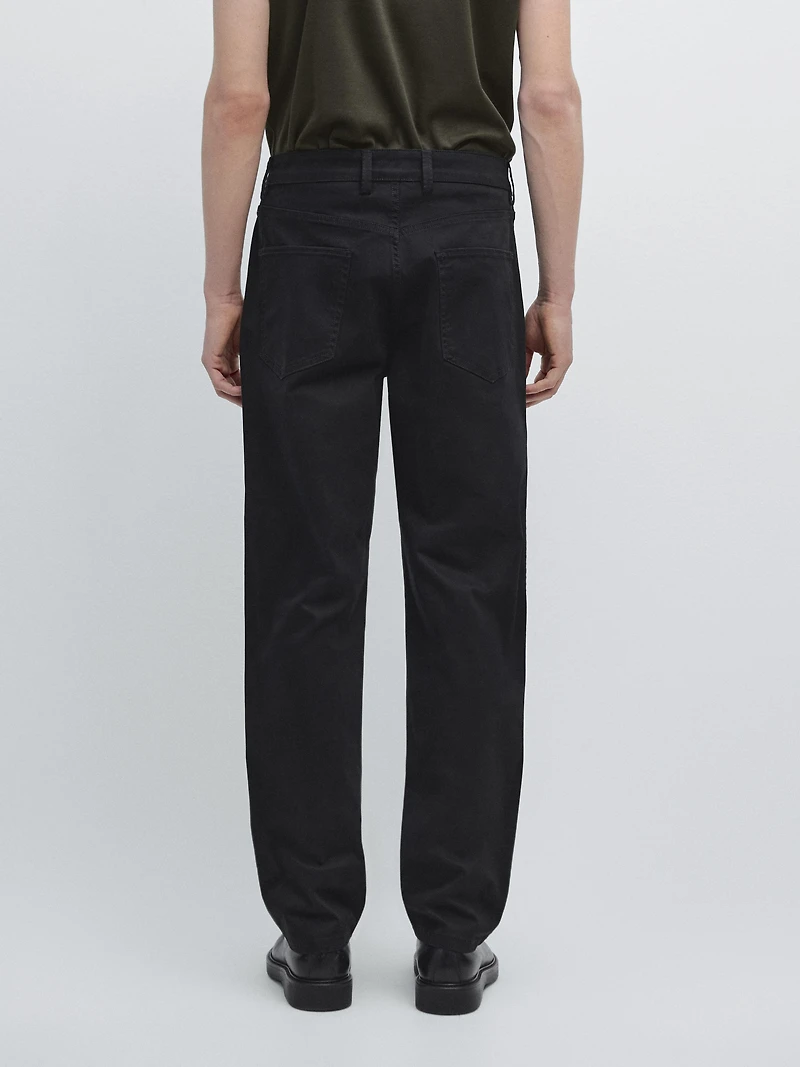 Tapered fit brushed trousers