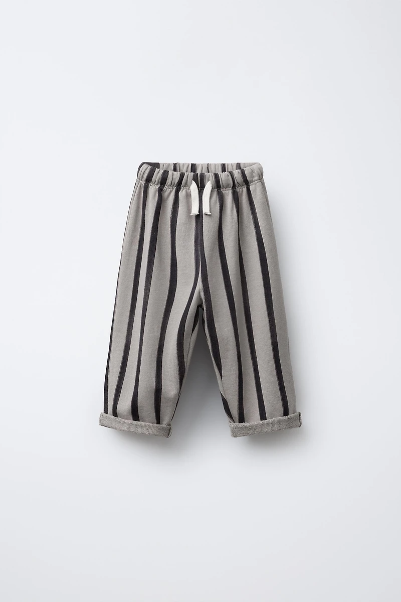 STRIPED BAGGY PLUSH PANTS