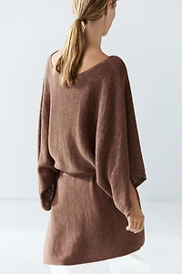 Pull en maille de coton avec ceinture