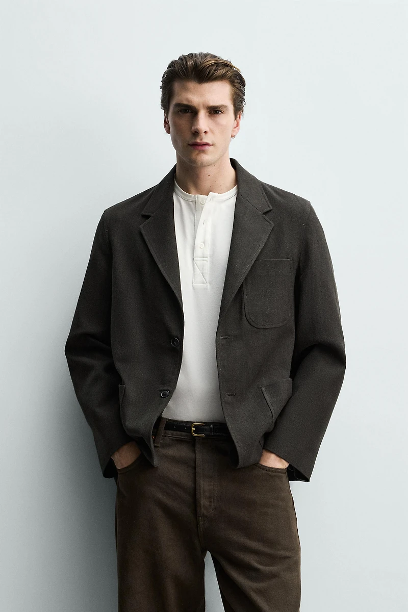 WOOL BLEND POCKET BLAZER