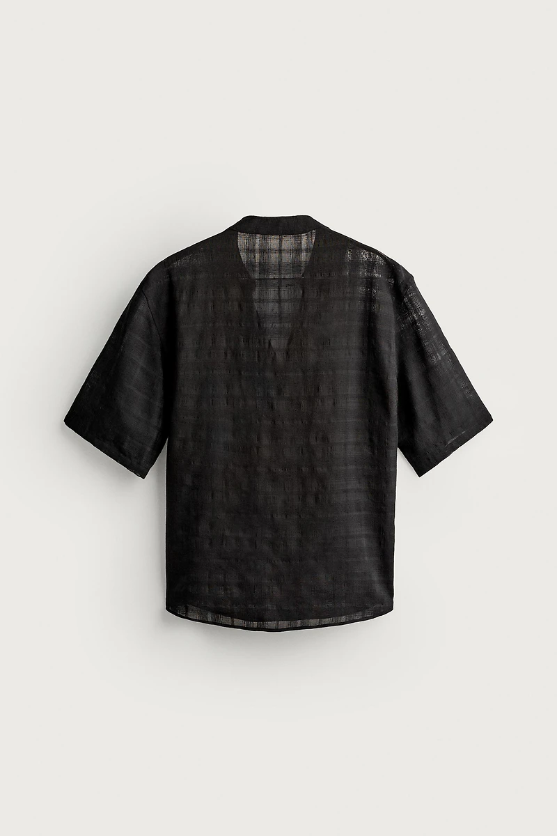 SEMI-SHEER CHECK JACQUARD SHIRT
