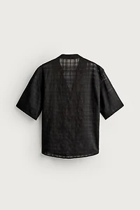 SEMI-SHEER CHECK JACQUARD SHIRT