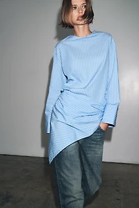ZW COLLECTION STRIPED MULTI-POSITION SCARF SHIRT