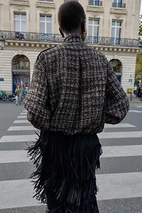 METALLIC THREAD TEXTURED BOMBER JACKET
