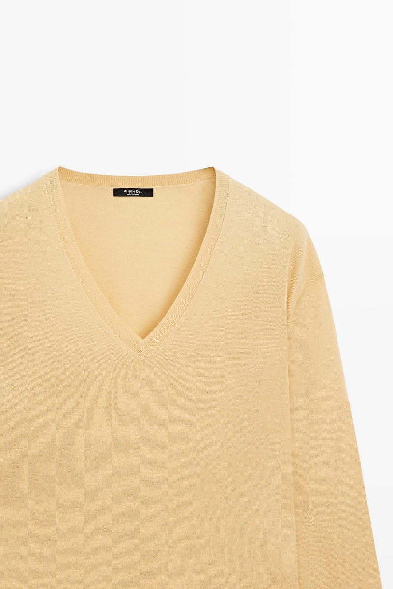 V-neck knit sweater