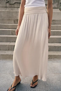 SATIN EFFECT MIDI SKIRT