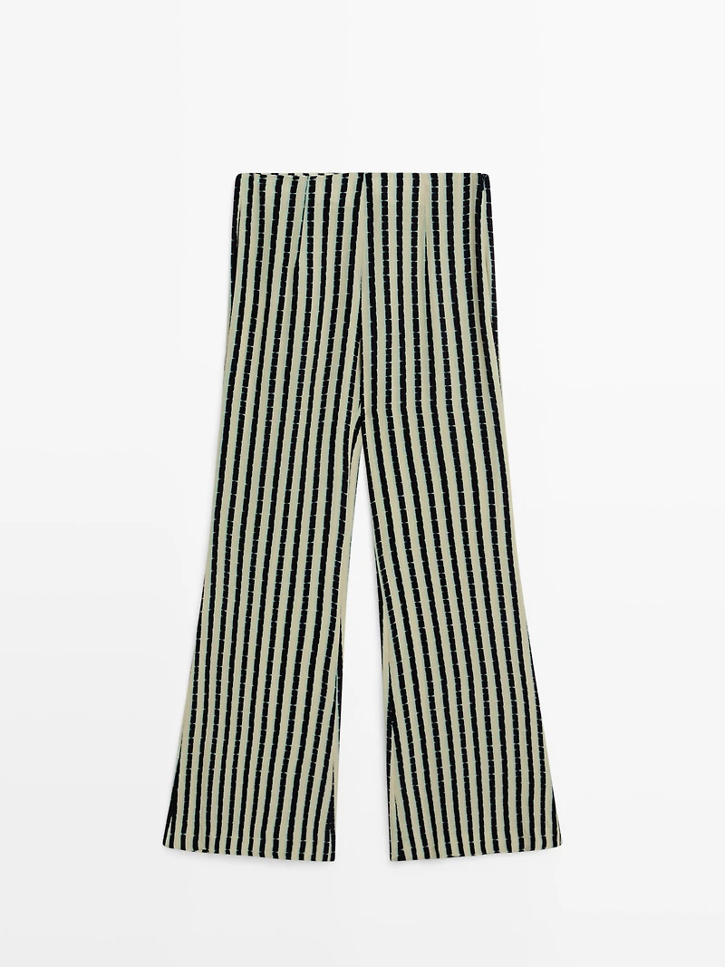 Striped flare fit trousers
