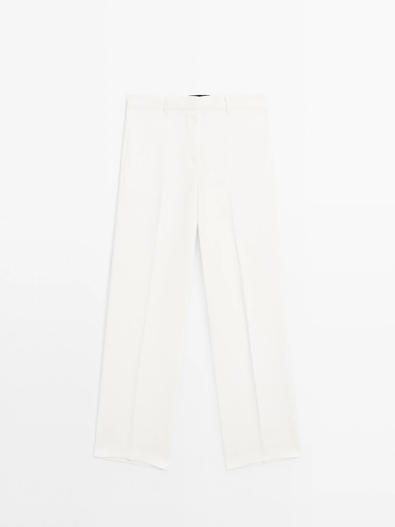 Pantalon de tailleur droit 100 % lin
