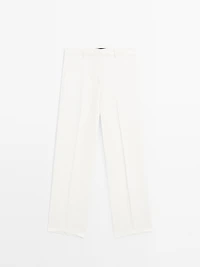Pantalon de tailleur droit 100 % lin