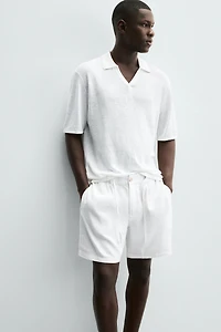 REGULAR FIT LINEN COTTON SHORTS