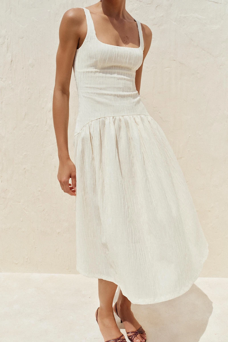 TEXTURED STRAPPY DRESS