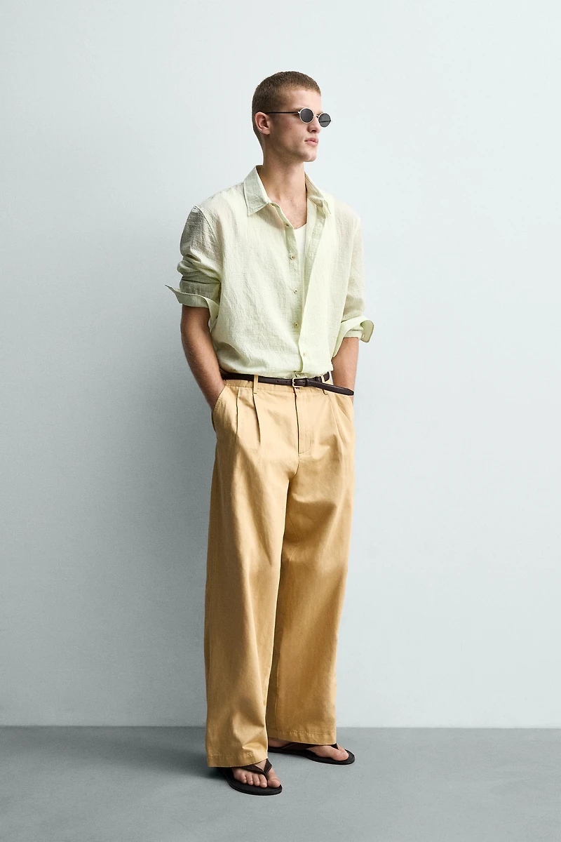 RELAXED FIT STRUCTURED FLOWY SHIRT