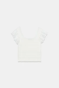 EMBROIDERED EYELET KNIT TOP