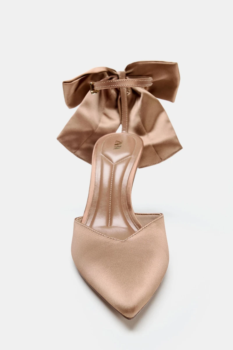 SATIN EFFECT BOW SHOES