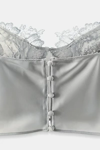 SATIN EFFECT LACE CROP TOP