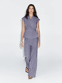 100% linen high-waist trousers