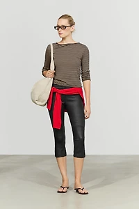 Striped wool-blend knit sweater